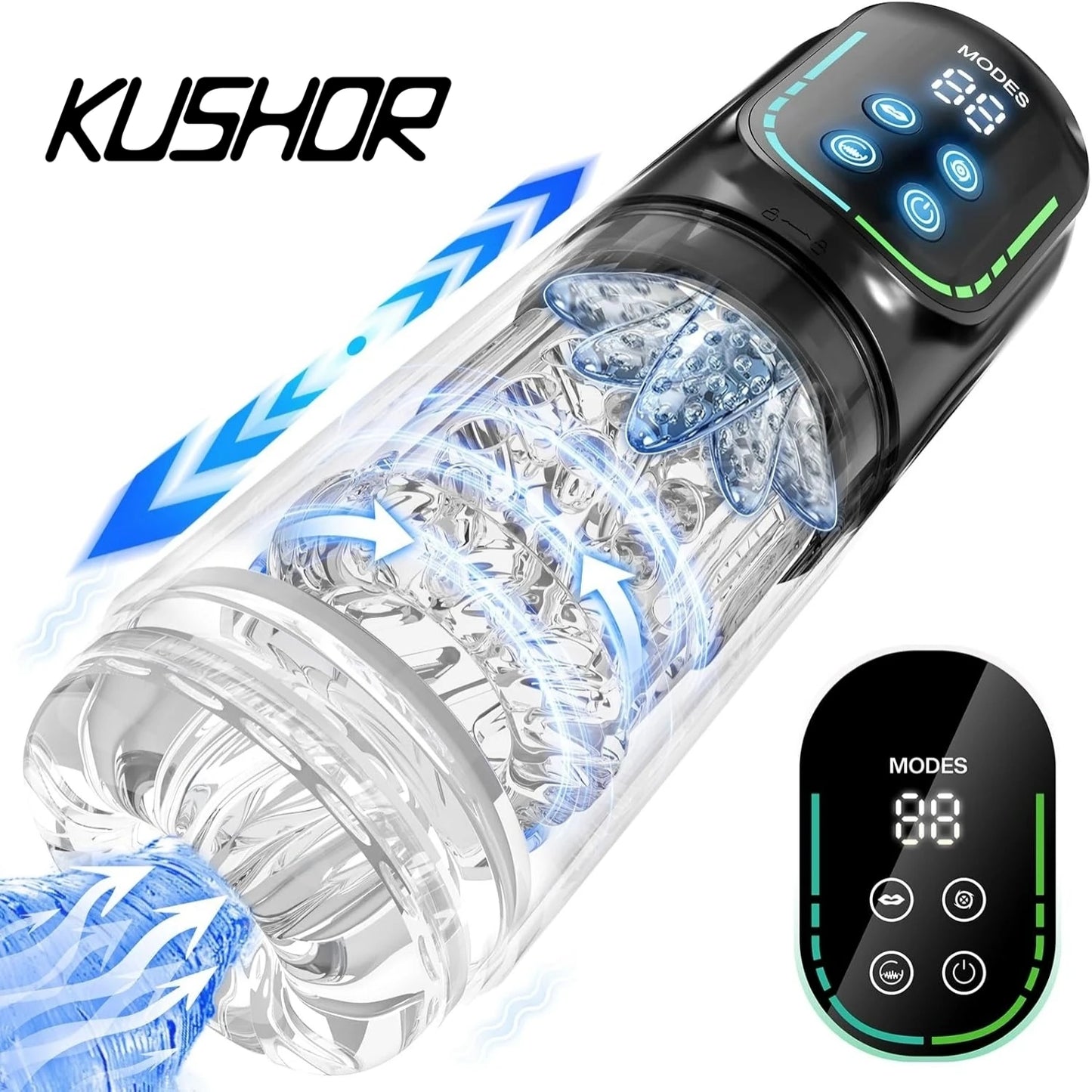 Automatic Thrusting Rotation Male Masturbator Sucking Licking LCD Vacuum Penis pump