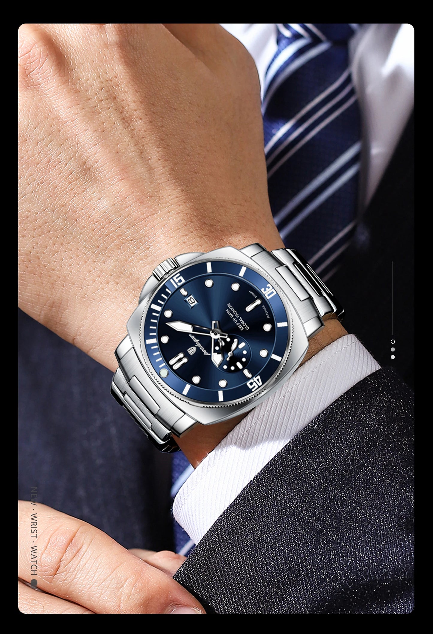 POEDAGAR Luxury Sports  Wristwatch Luminous Waterproof  Men Business watch