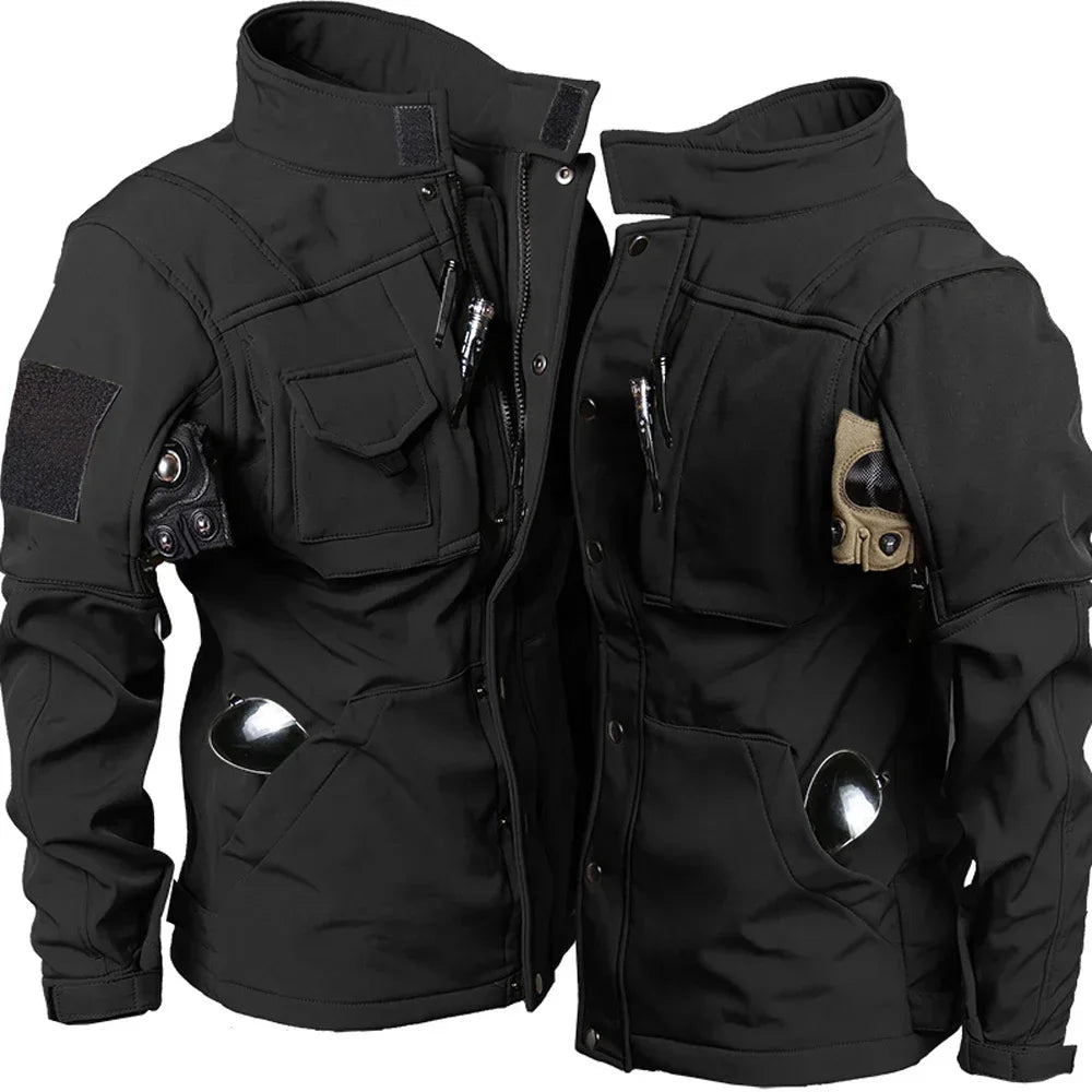 Men's Soft Shell Jacket Fleece Lined Waterproof Warm Outdoor Combat jacket