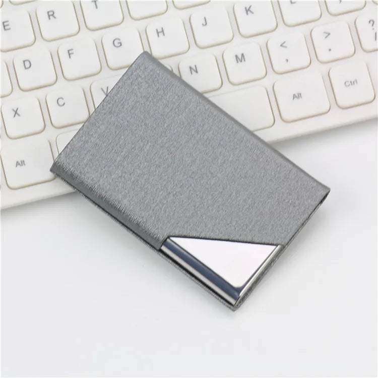 Business Card Holder with Magnetic PU Leather Stainless Steel Business Card Case