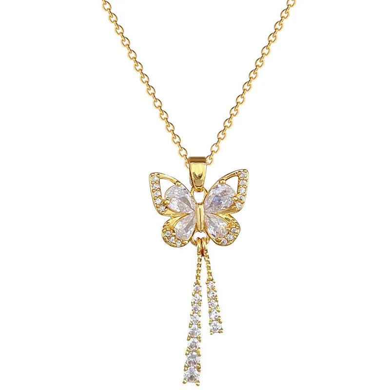 Charming Romantic White Tassel Butterfly Fashionable Necklace