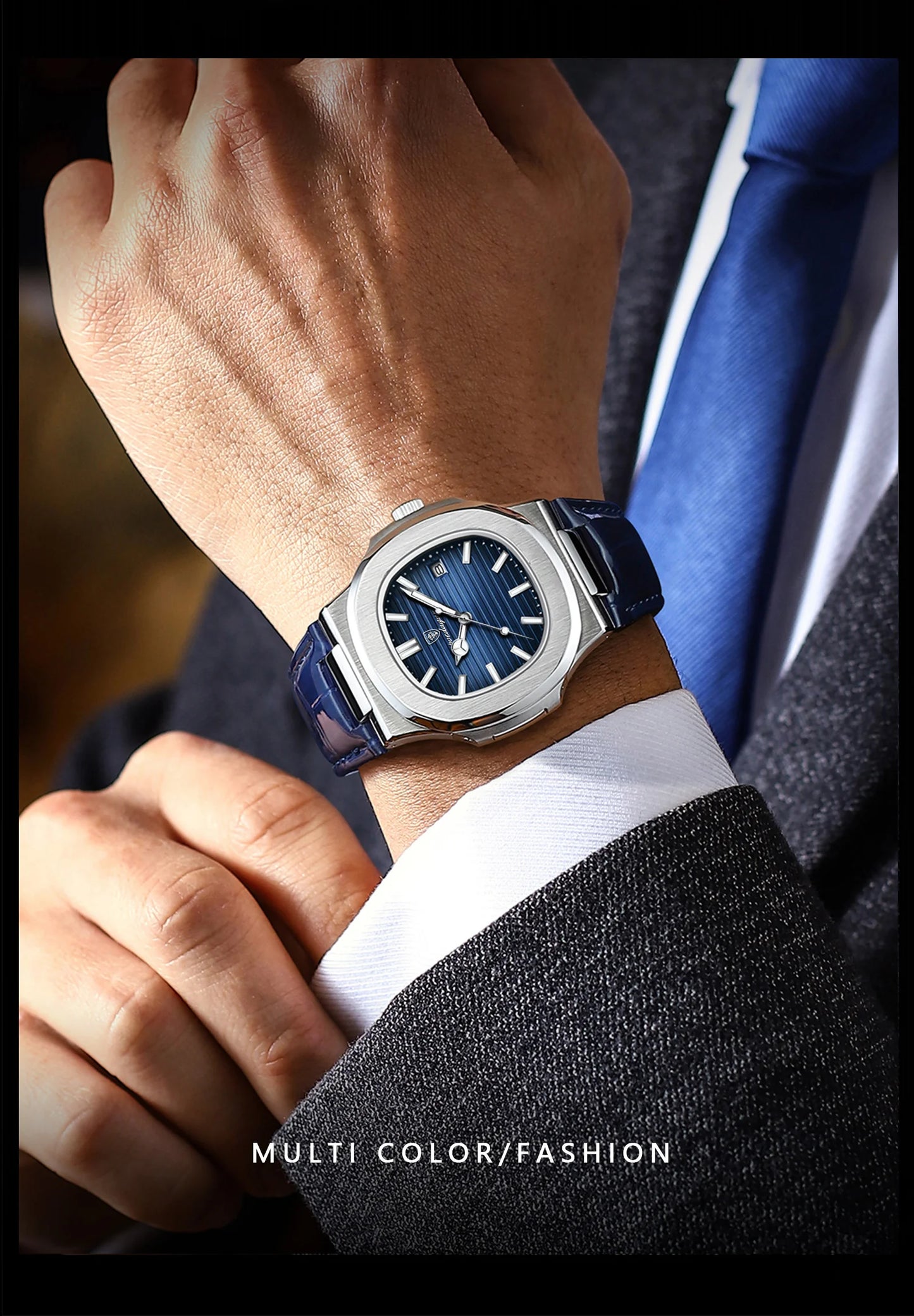 POEDAGAR Top Luxury Man Watch Date Waterproof Luminous Leather Watch