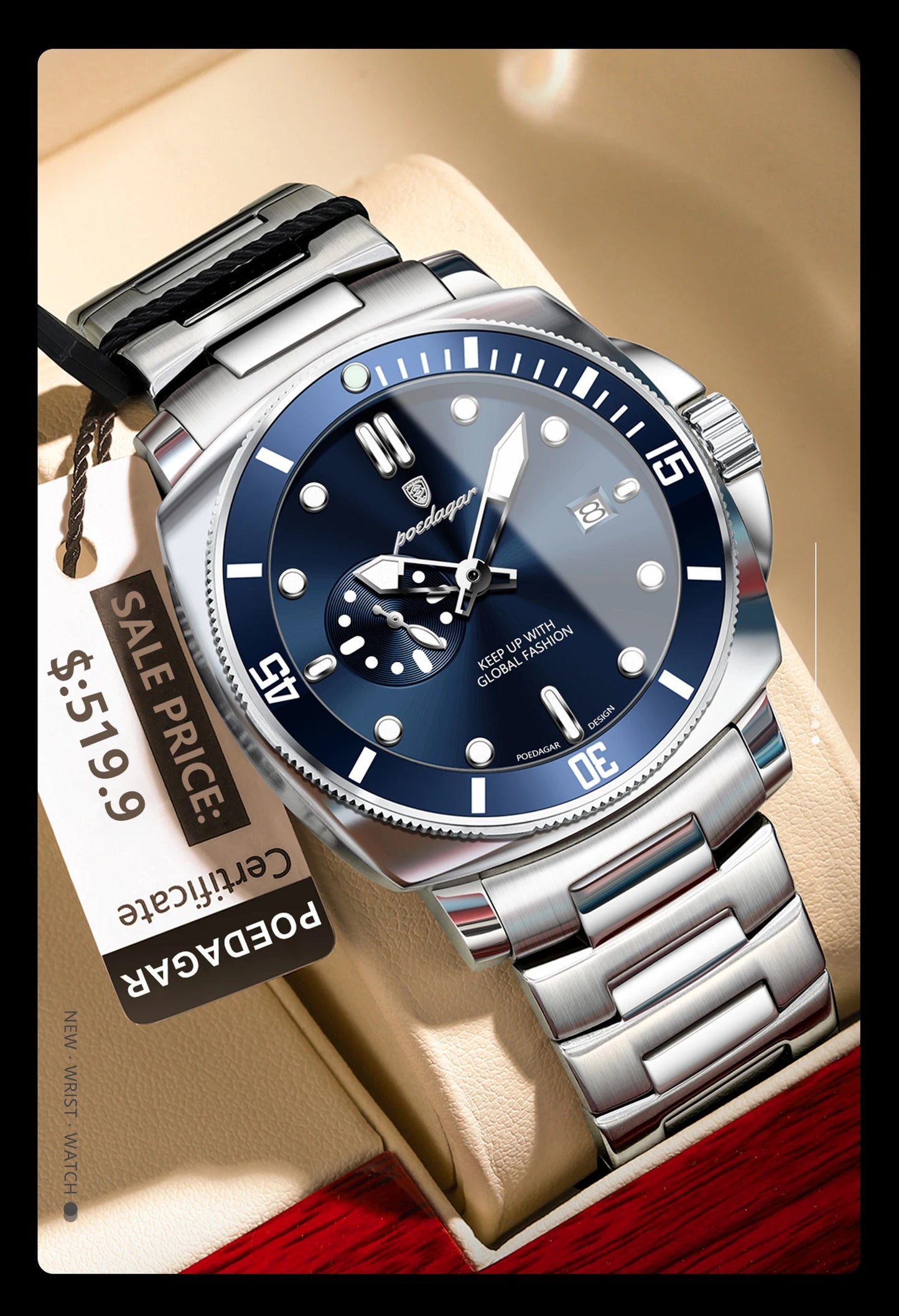 POEDAGAR Luxury Sports  Wristwatch Luminous Waterproof  Men Business watch