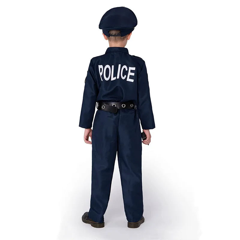 Halloween Police Suit Cosplay Costumes Makeup Party Boy Police Suit 9-piece