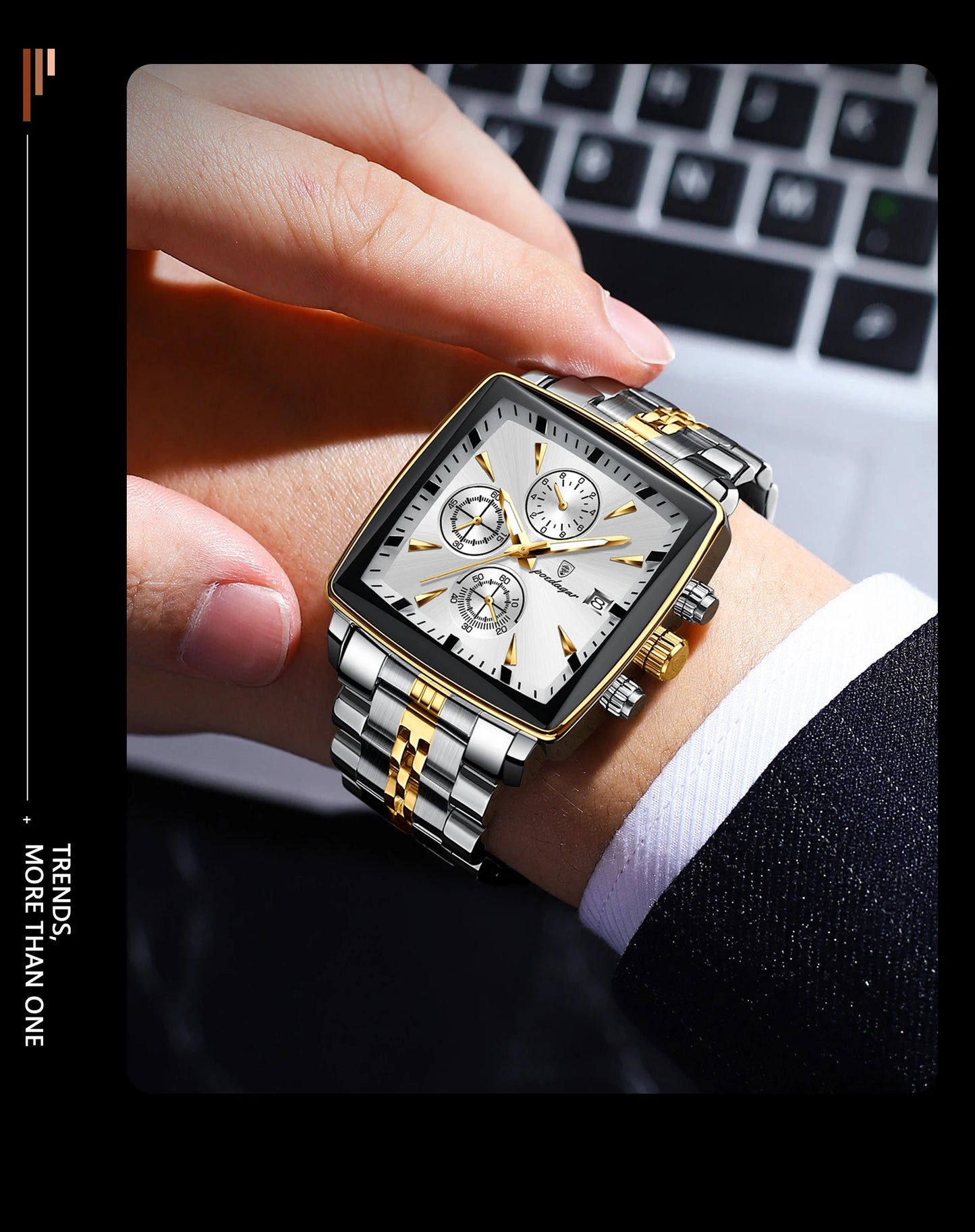 POEDAGAR Luxury Square Sport Man Wristwatch Waterproof Men's Watch