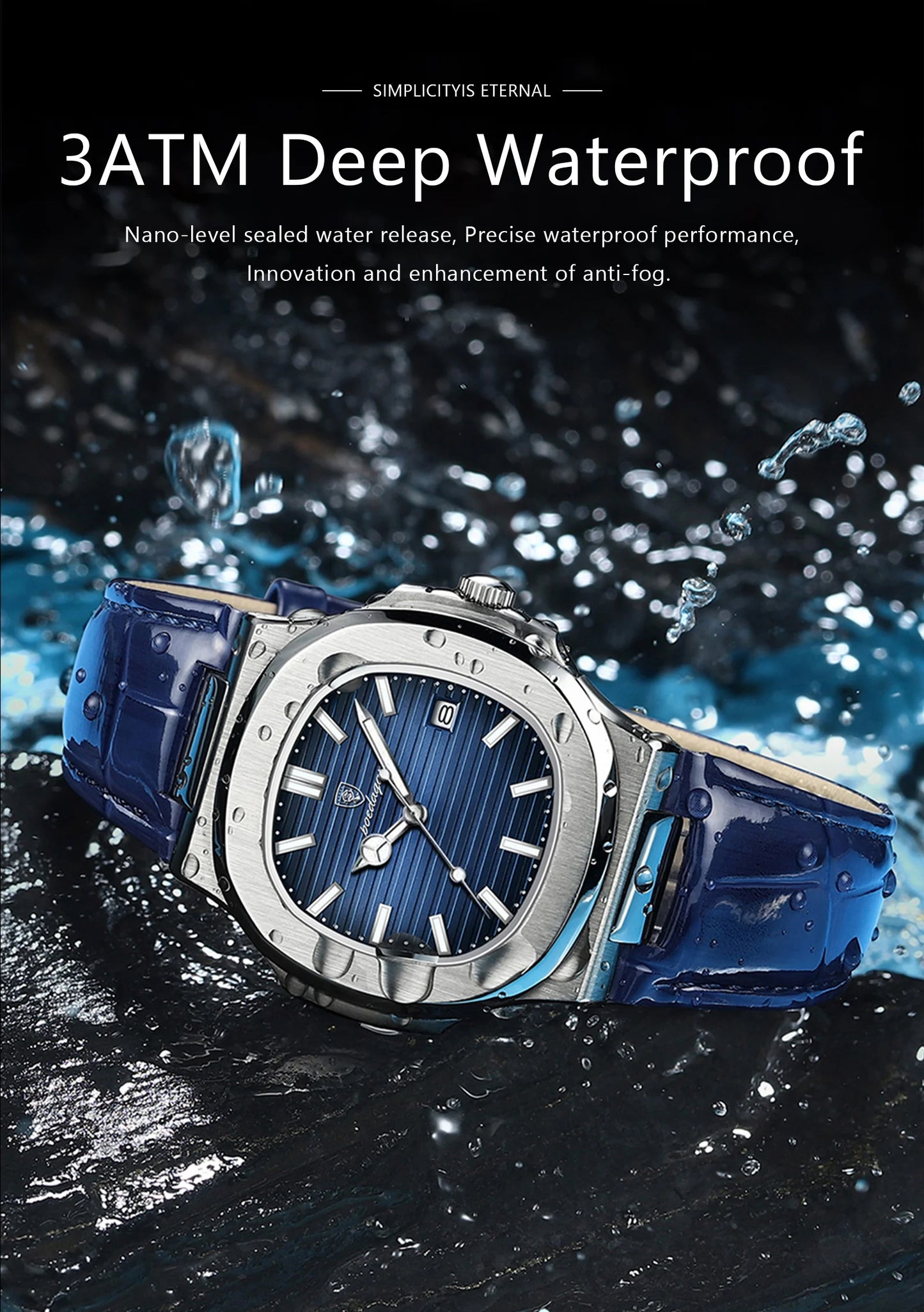 POEDAGAR Top Luxury Man Watch Date Waterproof Luminous Leather Watch