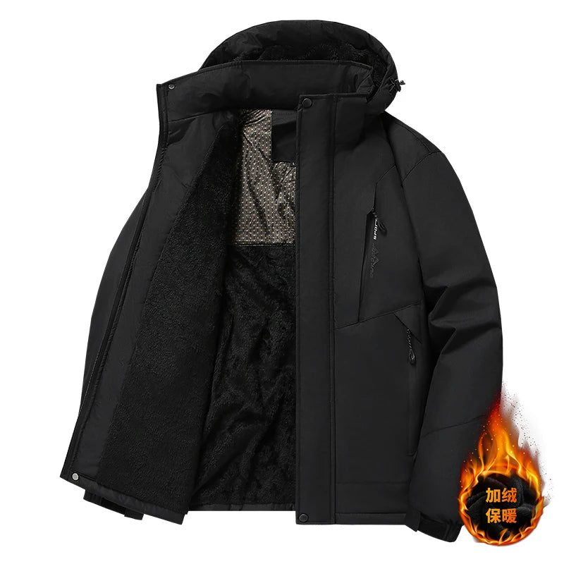 Men Hooded Graphene Windbreaker Waterproof Warm Fleece  Thermal winter jacket