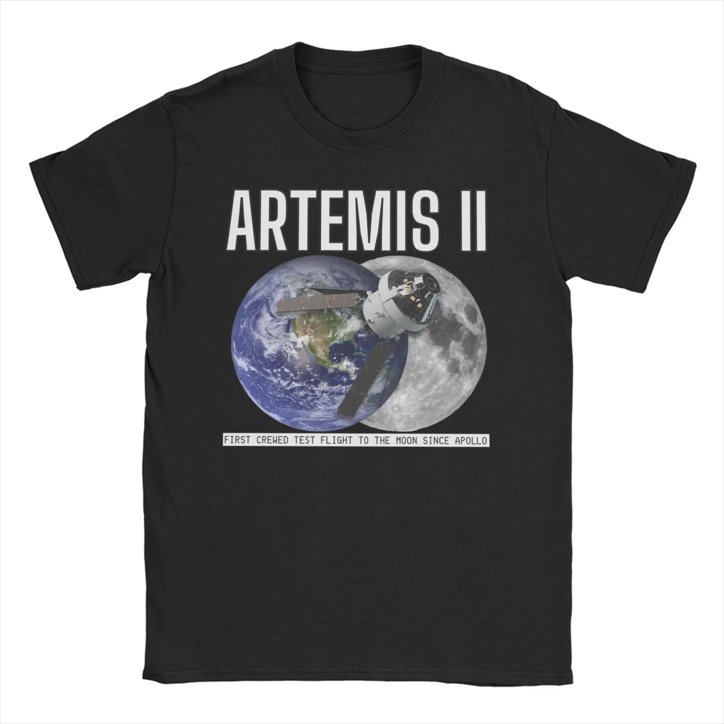 Men T-Shirt Saturn V  Apollo Crewed Lunar Expedition Artemis 100% Cotton Tees Short Sleeve T Shirt Round Neck Clothing Gift Idea