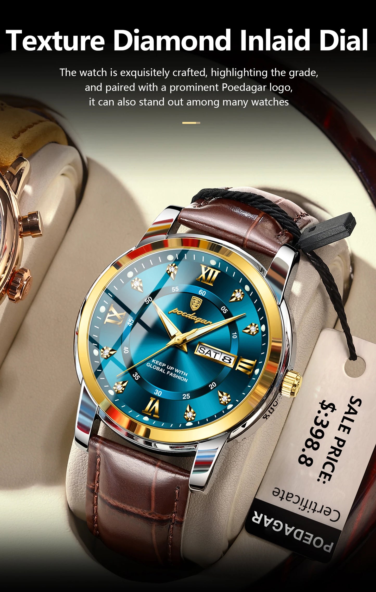 POEDAGAR Luxury Business Men Watch Waterproof Luminous Wristwatch