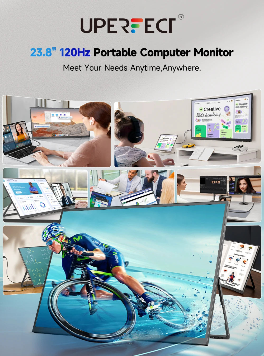 UPERFECT 23.8” 120Hz Portable Gaming Monitor 1080P 100% sRGB Display