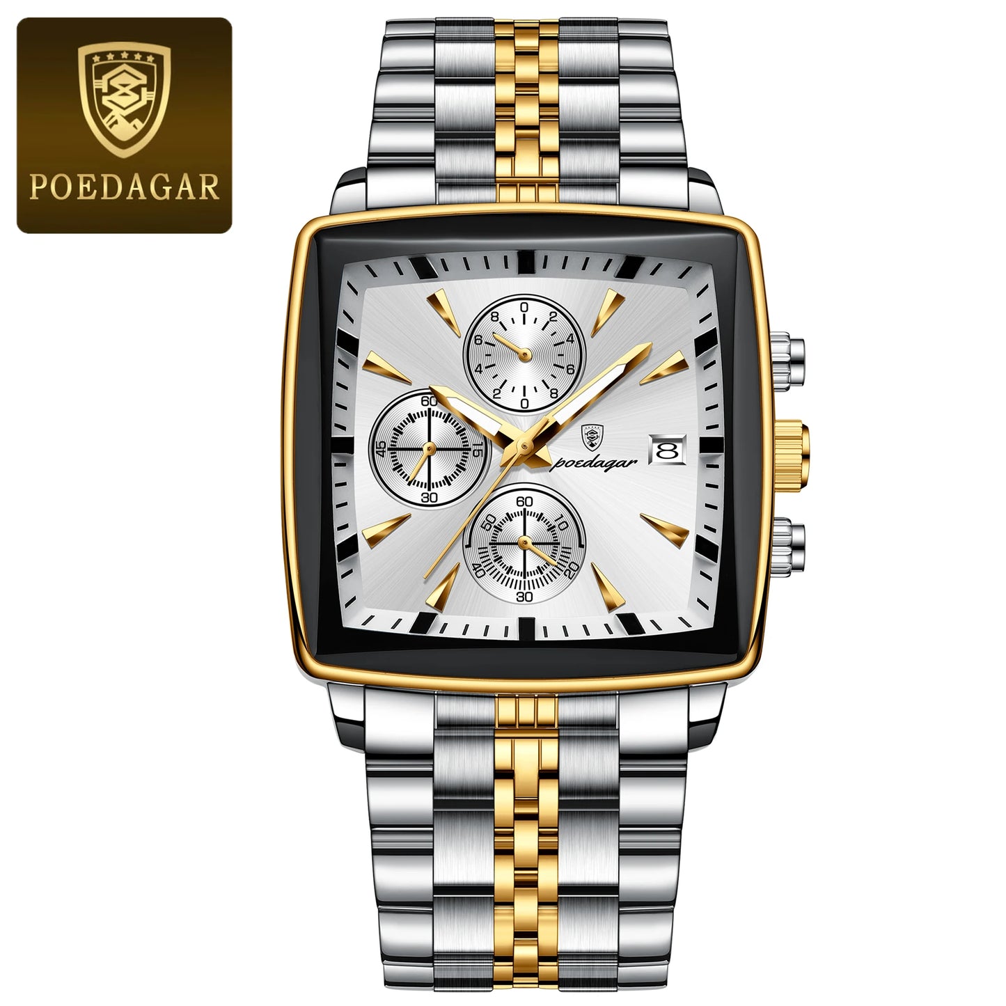 POEDAGAR Luxury Square Sport Man Wristwatch Waterproof Men's Watch