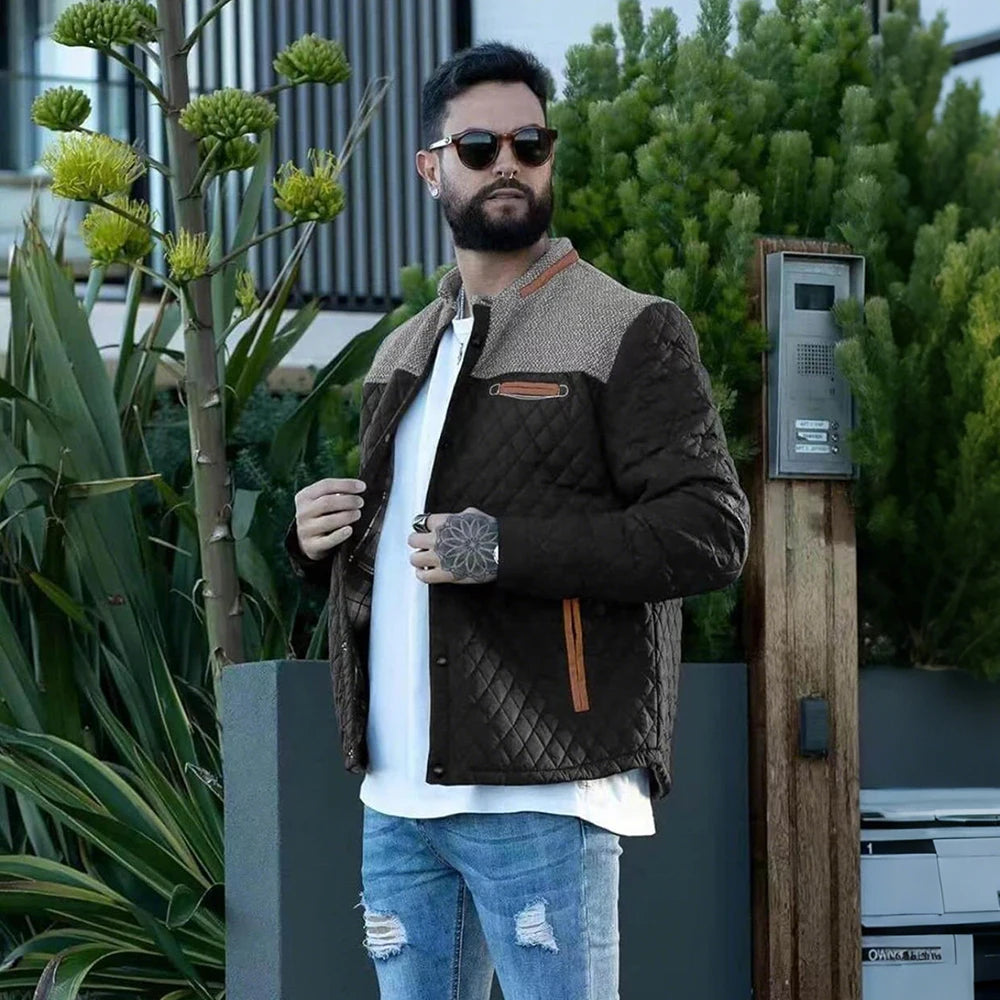 Men's Jackets Winter Warm Bomber Quilted Coat Lightweight Business Jacket