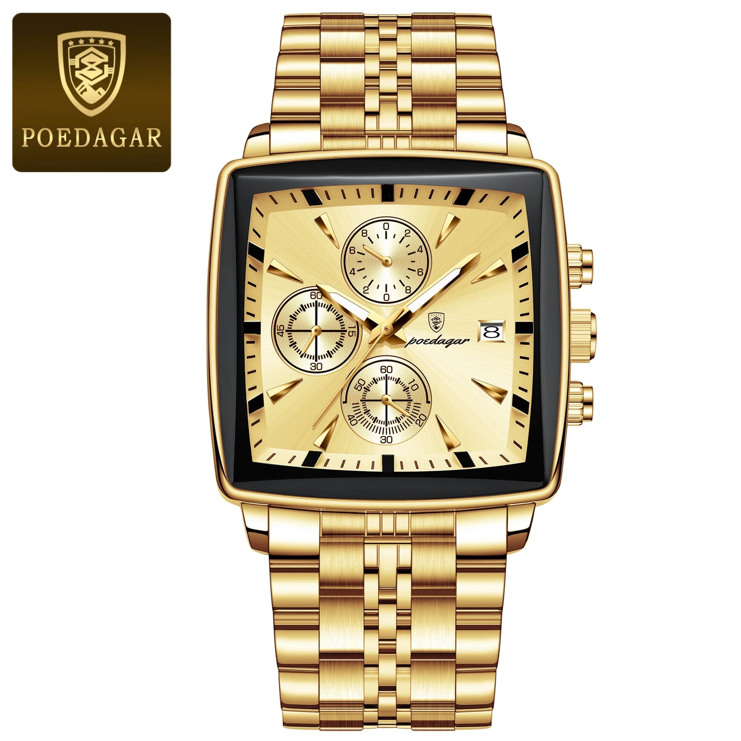 POEDAGAR Luxury Square Sport Man Wristwatch Waterproof Men's Watch