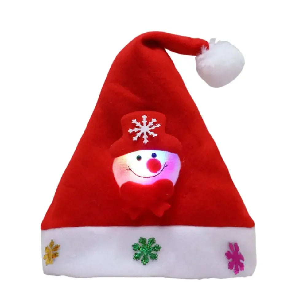 LED Christmas Knitted Hat Light Up Xmas Beanie Cap Unisex Winter Beanie