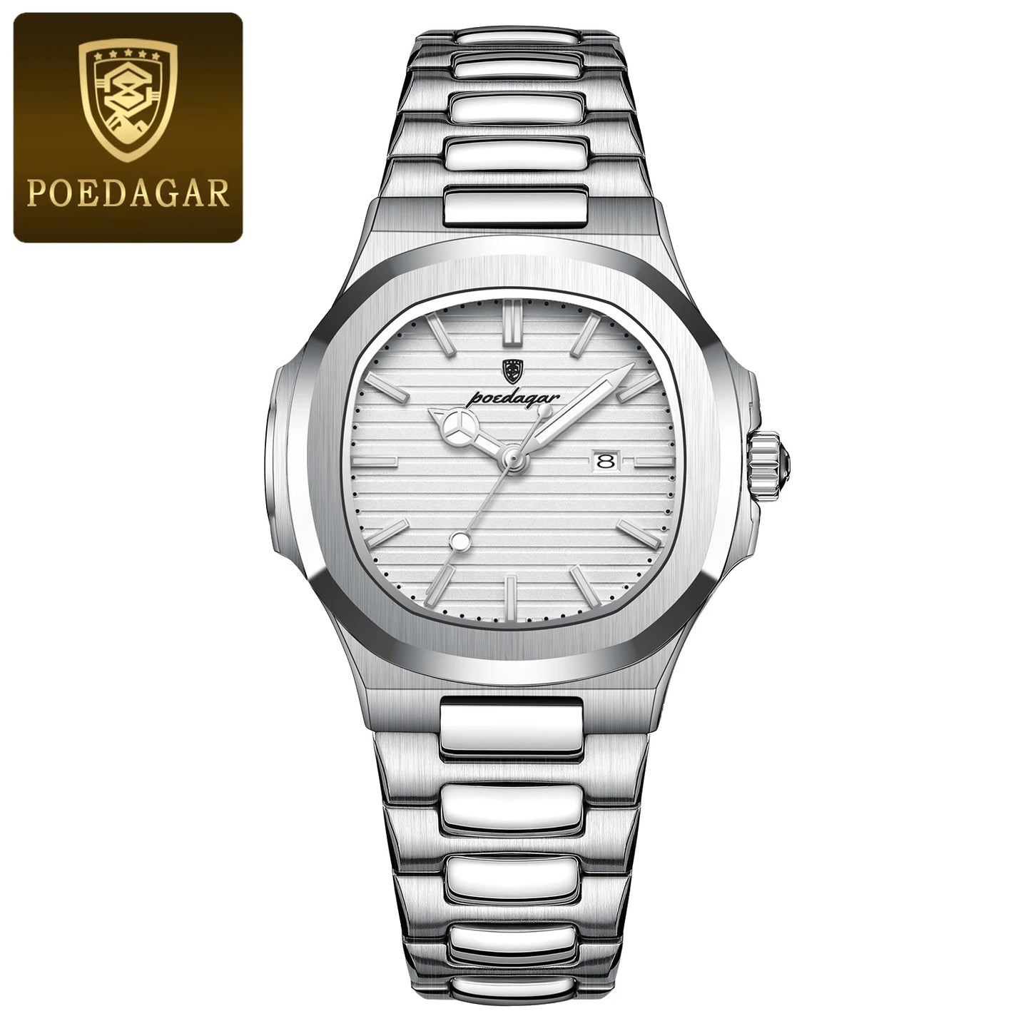POEDAGAR Luxury Square Watch for Woman Waterproof Luminous Date Ladies Watch