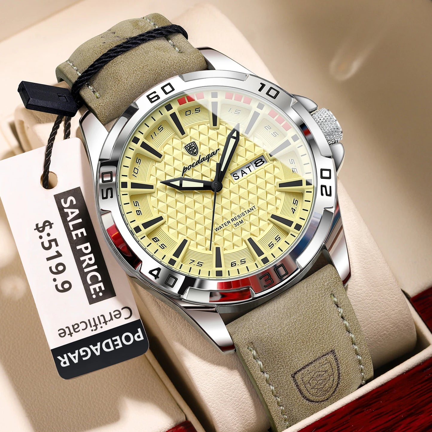 POEDAGAR Original Man Wristwatch Top Luxury Waterproof  Watch For Men