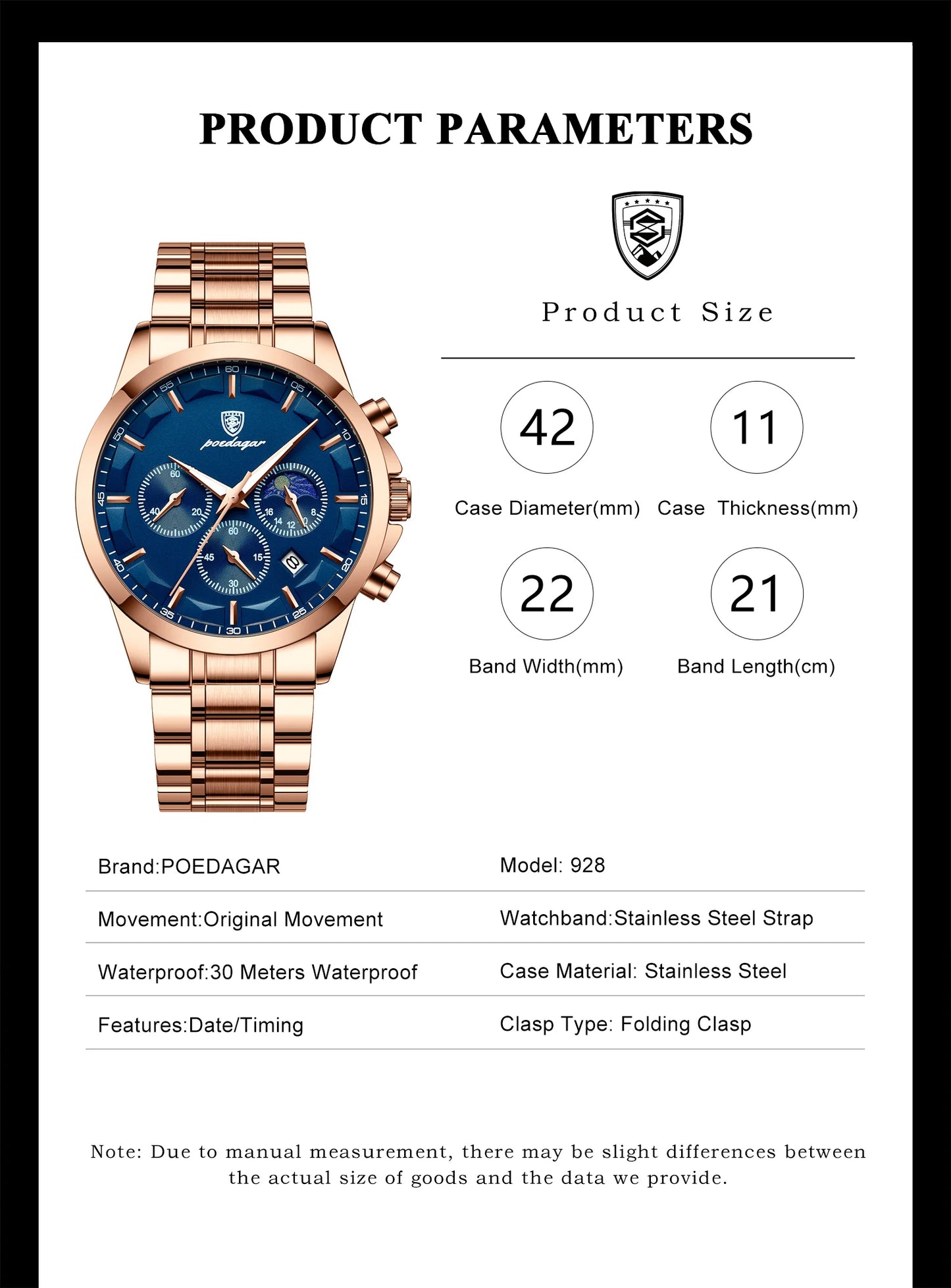 POEDAGAR Luxury  Wristwatch  Waterproof Luminous Chronograph Men Watch