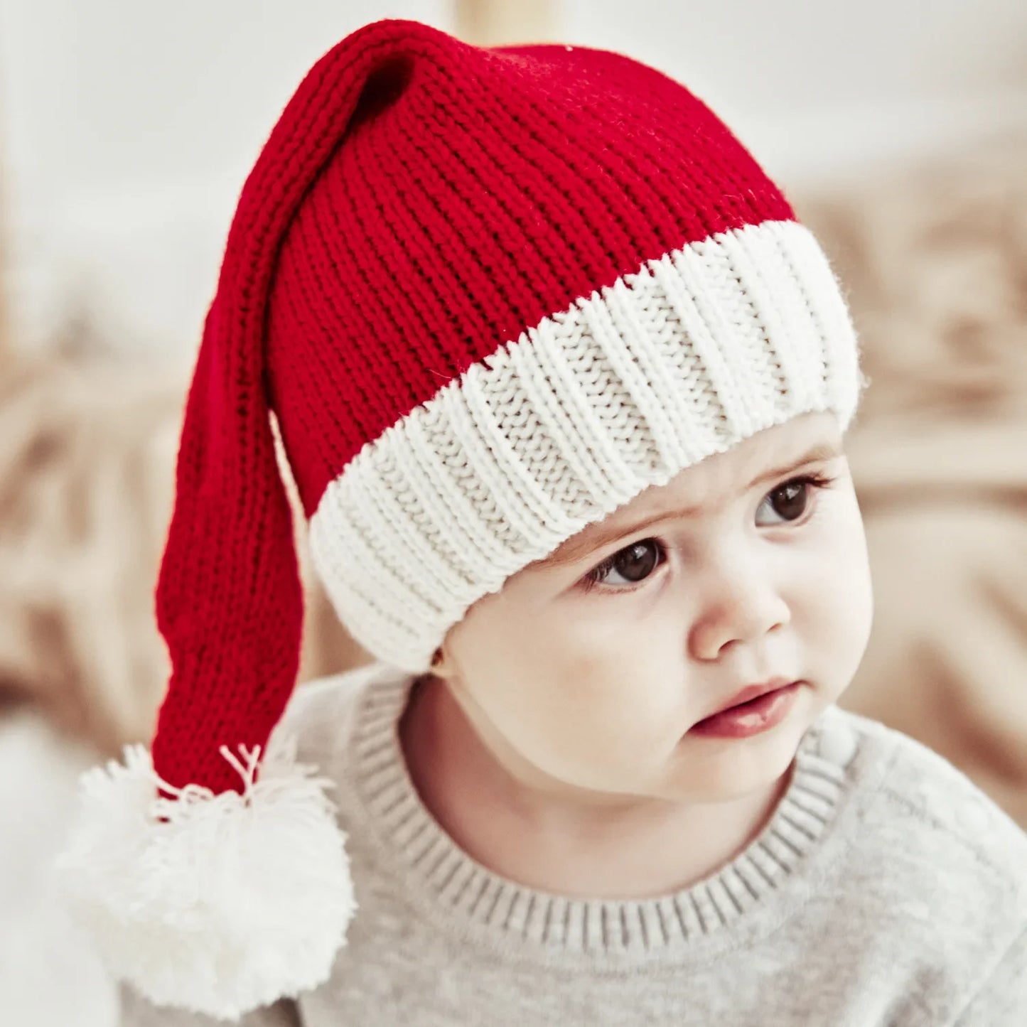 Knitted Christmas Hats Cute Pompom Adult Kids Soft Beanie Hat