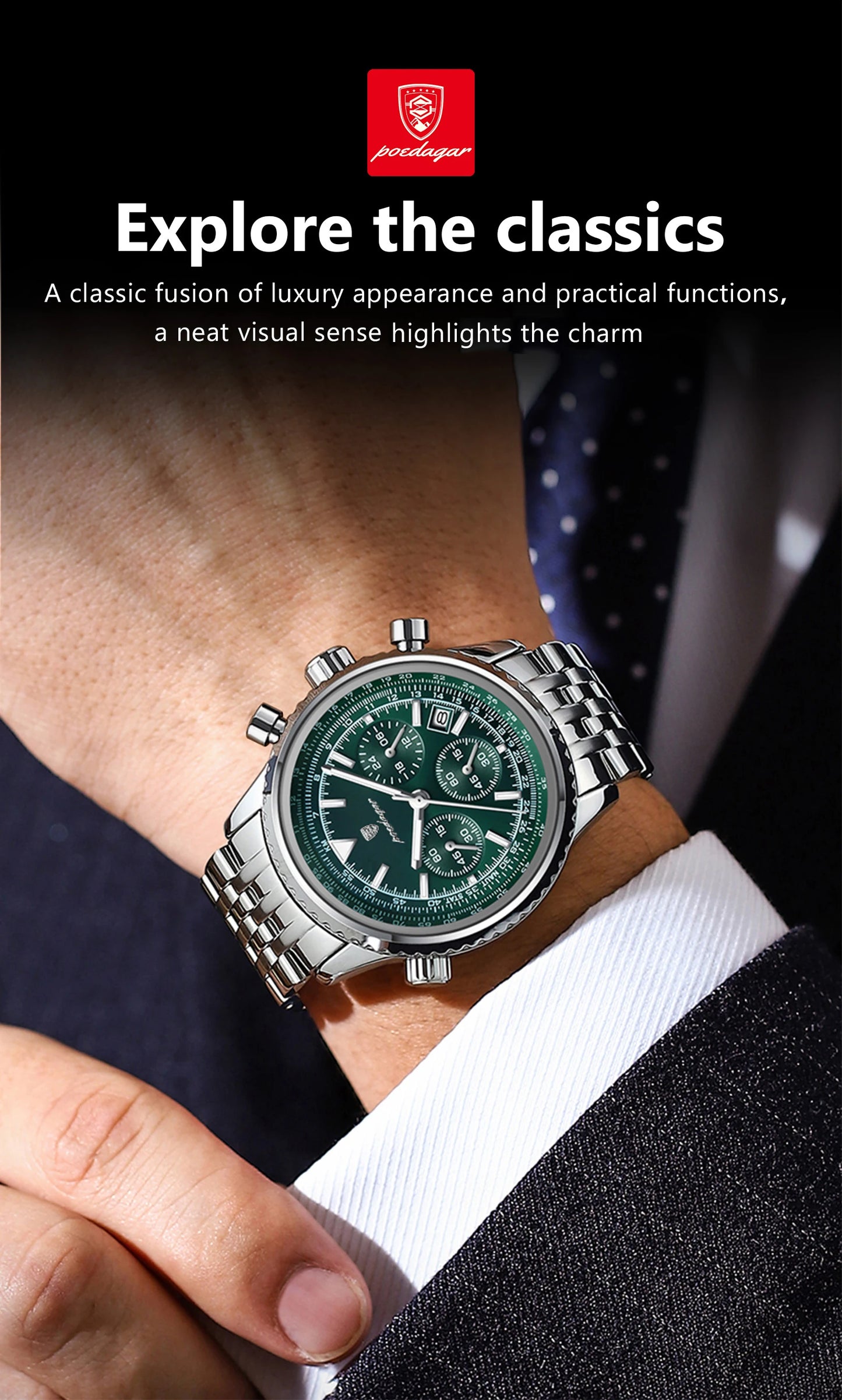 POEDAGAR Luxury  Men Watch Waterproof Luminous Date Chronograph Man Watch