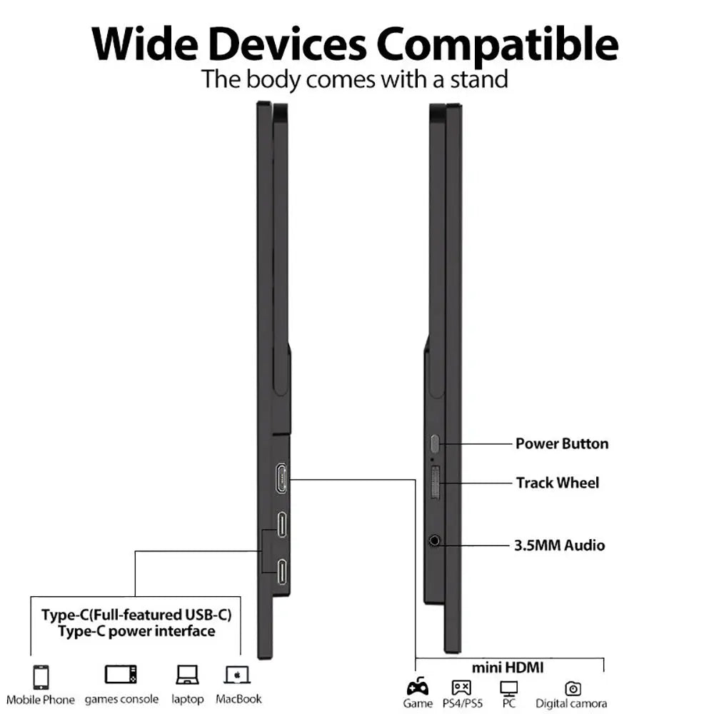 21.5” Portable Monitor 1080P 100Hz IPS Screen with Plug Stand