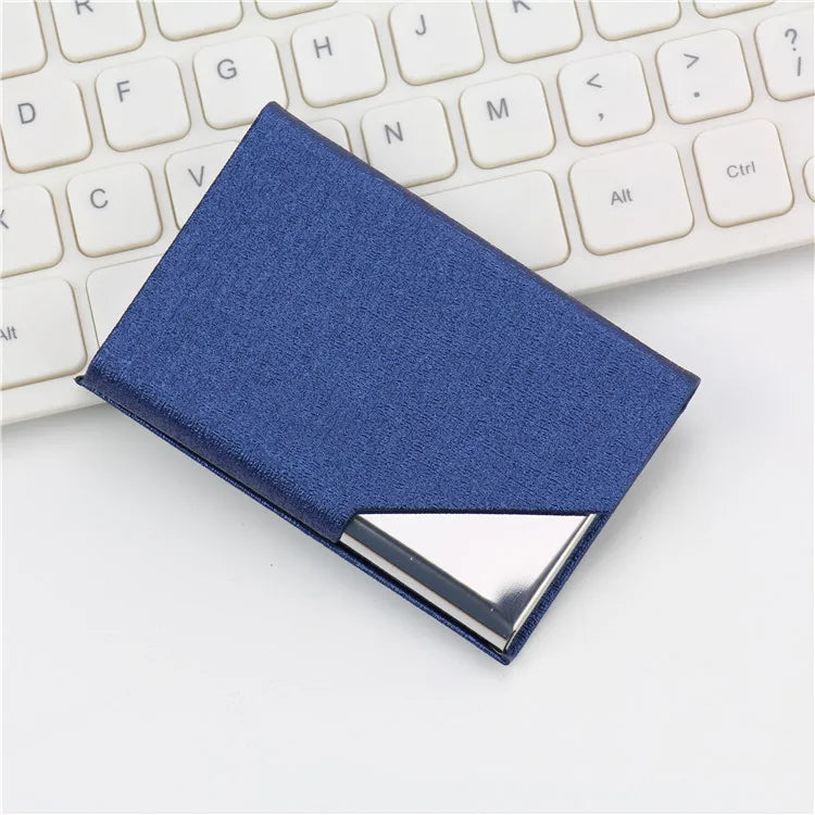 Business Card Holder with Magnetic PU Leather Stainless Steel Business Card Case