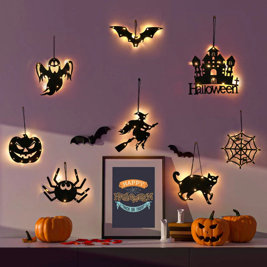 Halloween Hanging Castle Witch Ghost Spider Web Luminous Charm