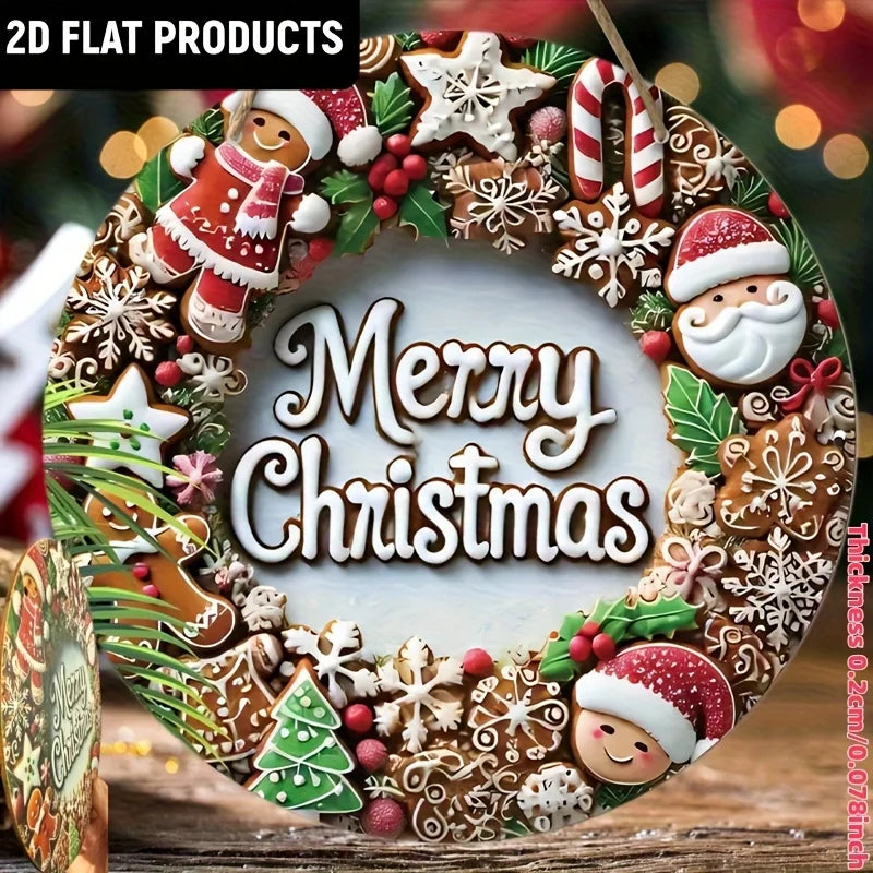 Wooden Sign with Sugar House and Gingerbread Patterns Winter Christmas Home Decorat