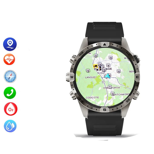 Outdoors Compass  GPS Tracker  1.6 Inch AMOLED  Bluetooth Call Smart Watch