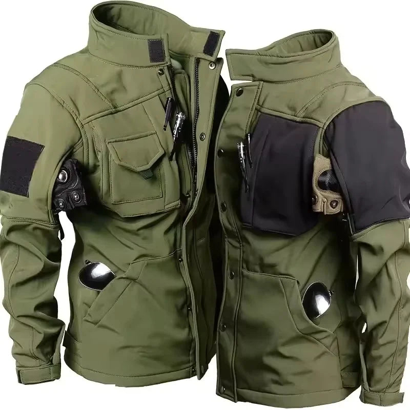 Men's Soft Shell Jacket Fleece Lined Waterproof Warm Outdoor Combat jacket