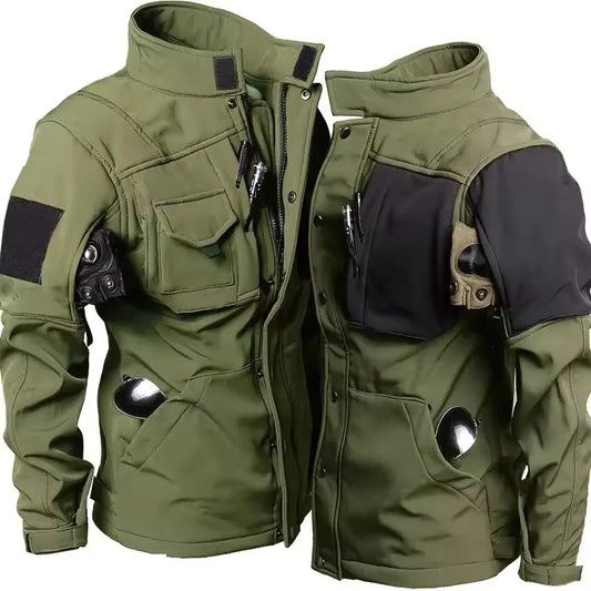 Men's Soft Shell Jacket Fleece Lined Waterproof Warm Outdoor Combat jacket