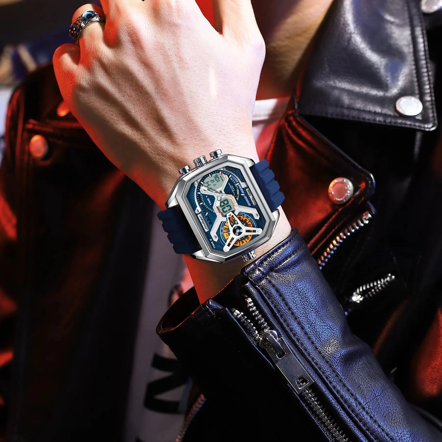 POEDAGAR Top Luxury Men Clock LED Calendar Week Luminous Man Wrist watch