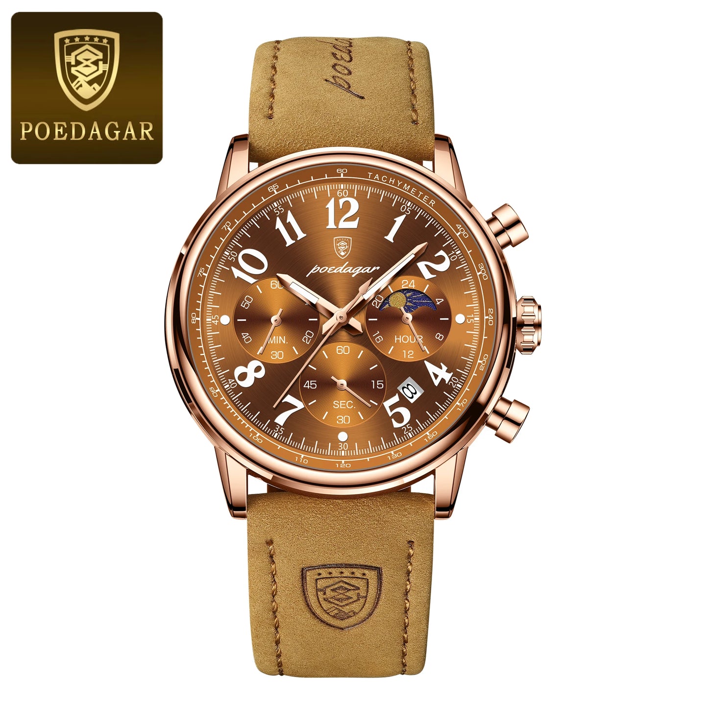 POEDAGAR Luxury  Waterproof Luminous Chronograph Nylon Leather  Wristwatch