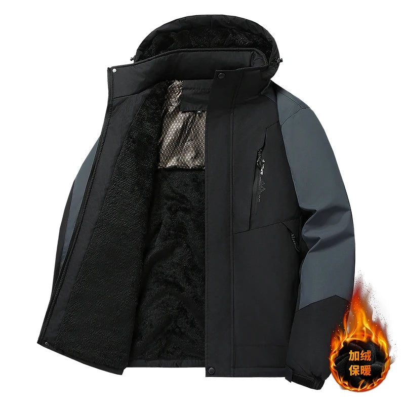 Men Hooded Graphene Windbreaker Waterproof Warm Fleece  Thermal winter jacket