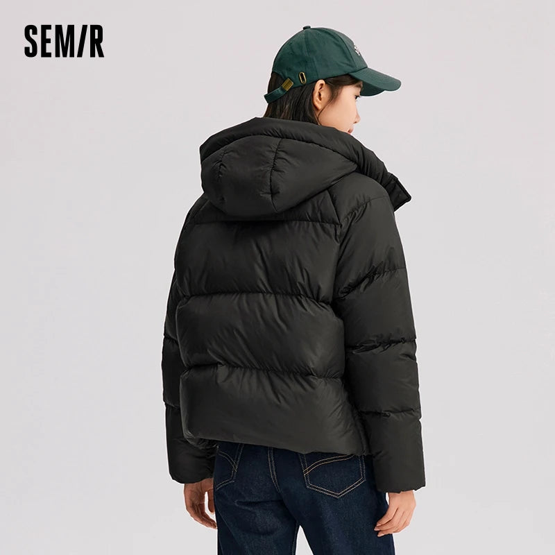 Semir Down Jacket Women Solid Color Loose Winter New Waterproof Down Jacket