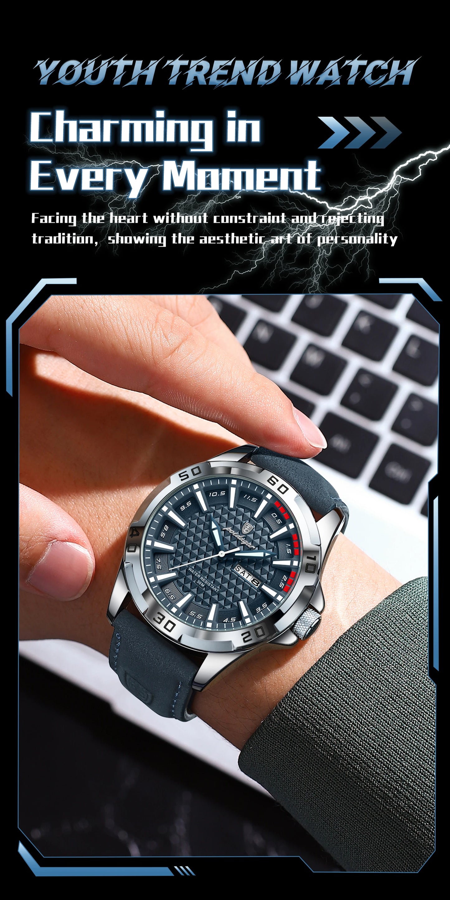 POEDAGAR Original Man Wristwatch Top Luxury Waterproof  Watch For Men