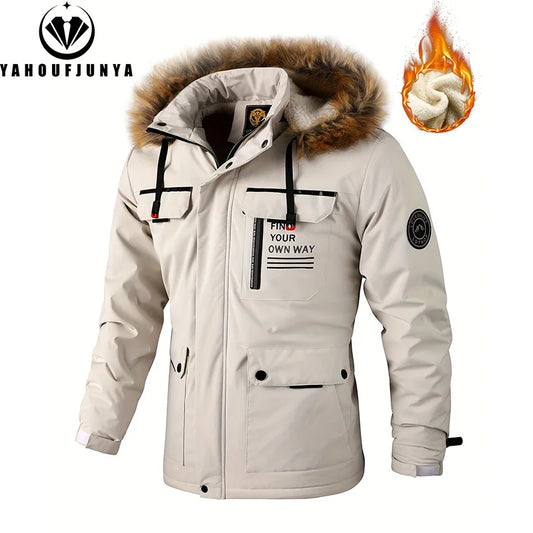 Men Outwear Fleece Warm Removable Hooded Hiking Jacket
