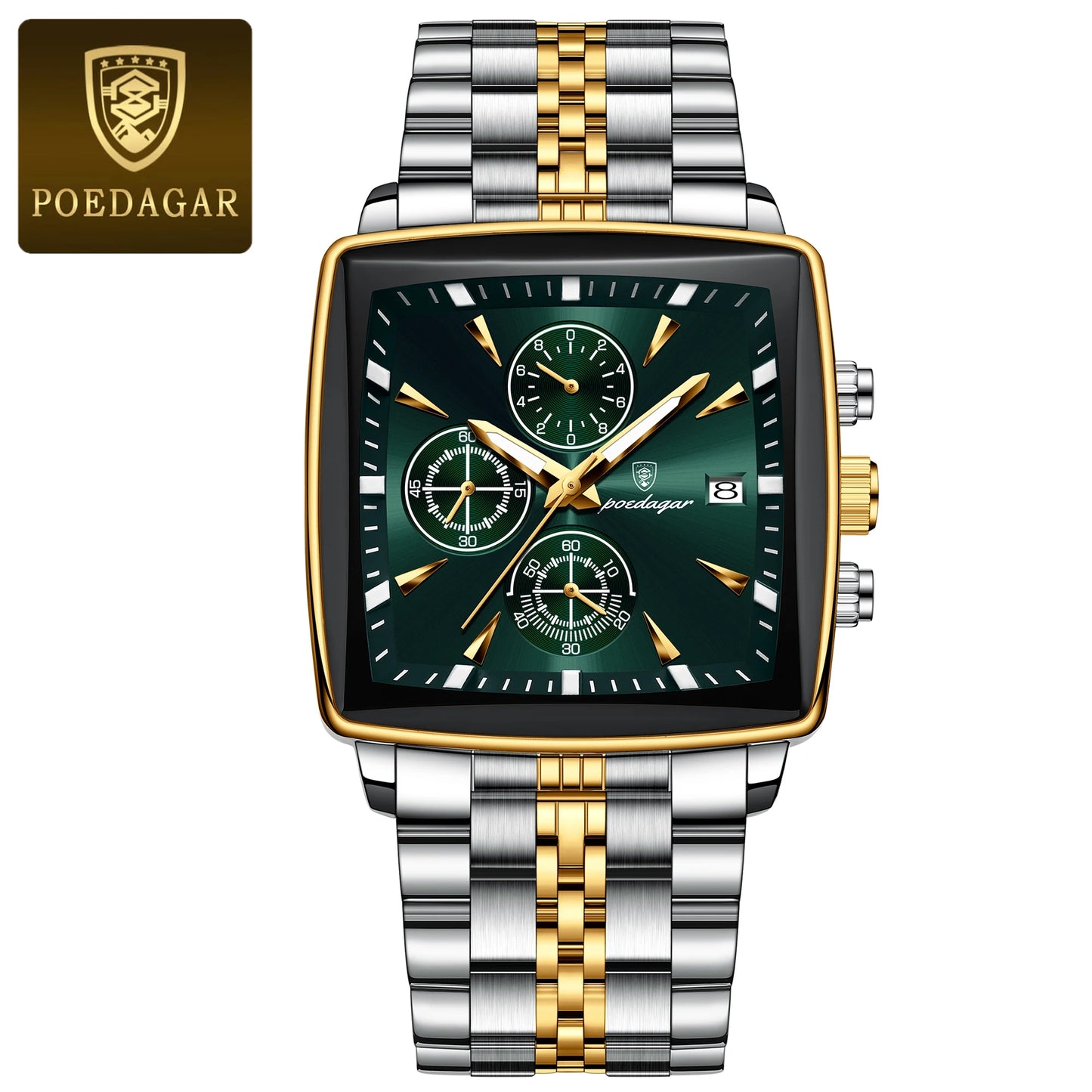 POEDAGAR Luxury Square Sport Man Wristwatch Waterproof Men's Watch