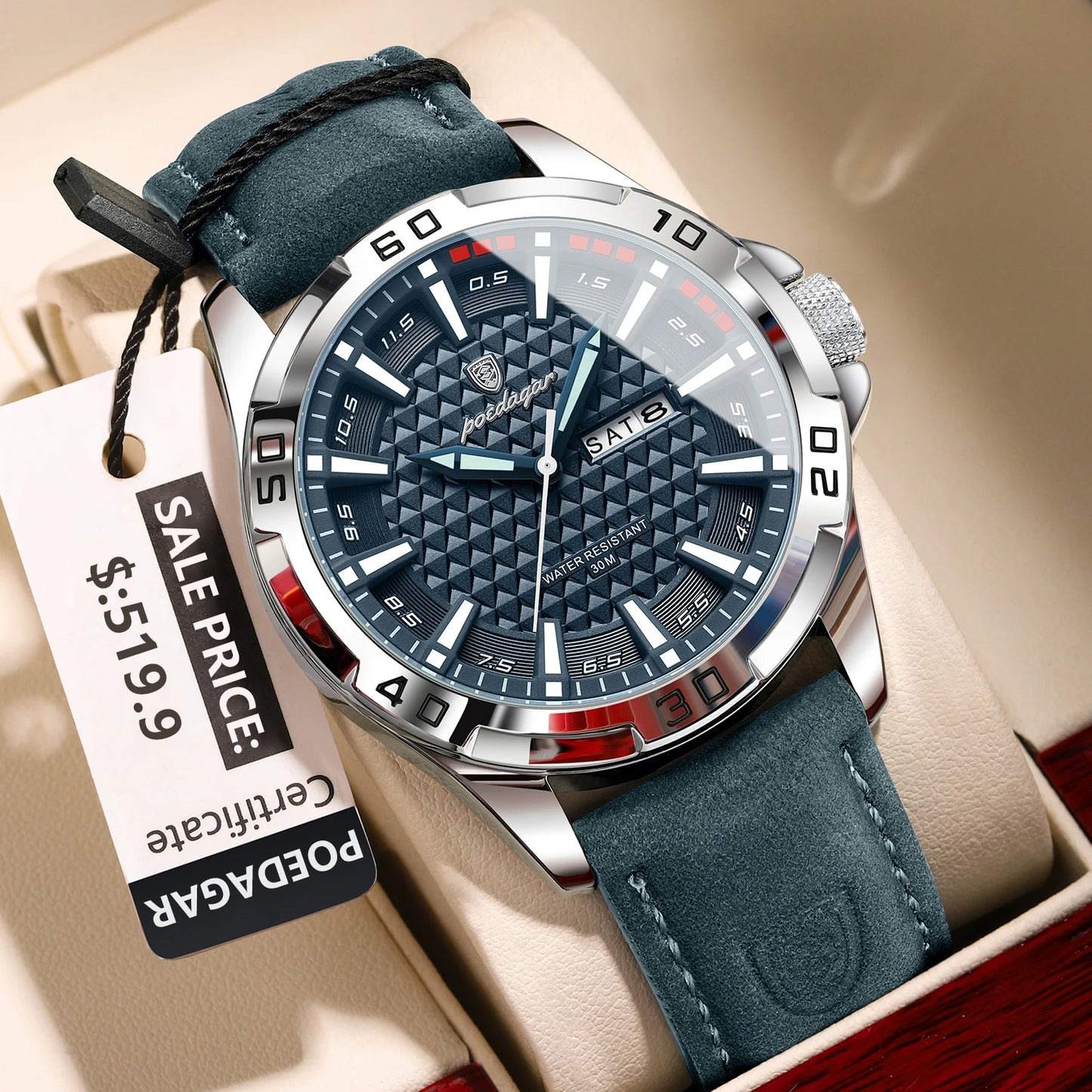 POEDAGAR Original Man Wristwatch Top Luxury Waterproof  Watch For Men