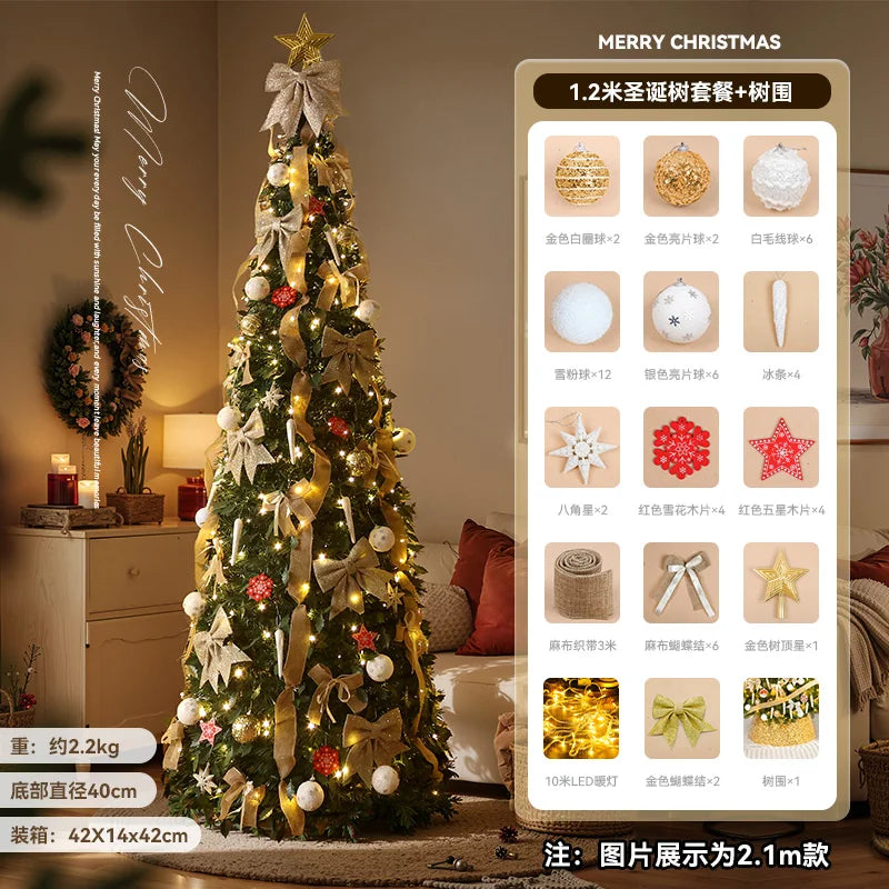 Glowing Christmas Tree Foldable Artificial Xmas Tree Decor Flocked Holiday Ornament