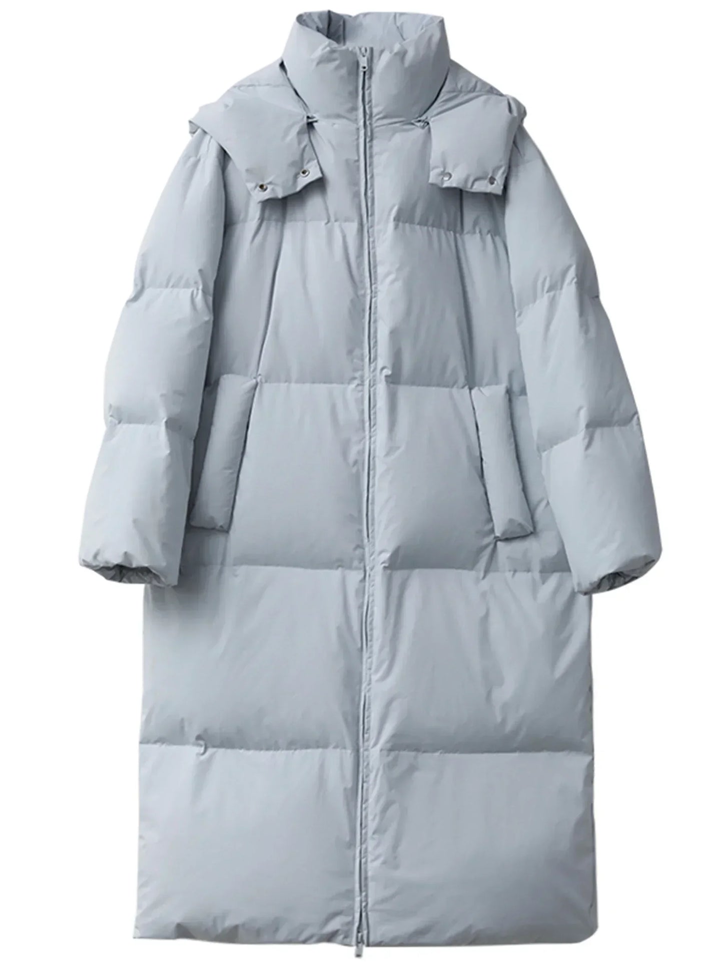 Women Down Coats Hooded Thick Loose Solid Female 90 White Duck Down Jacket