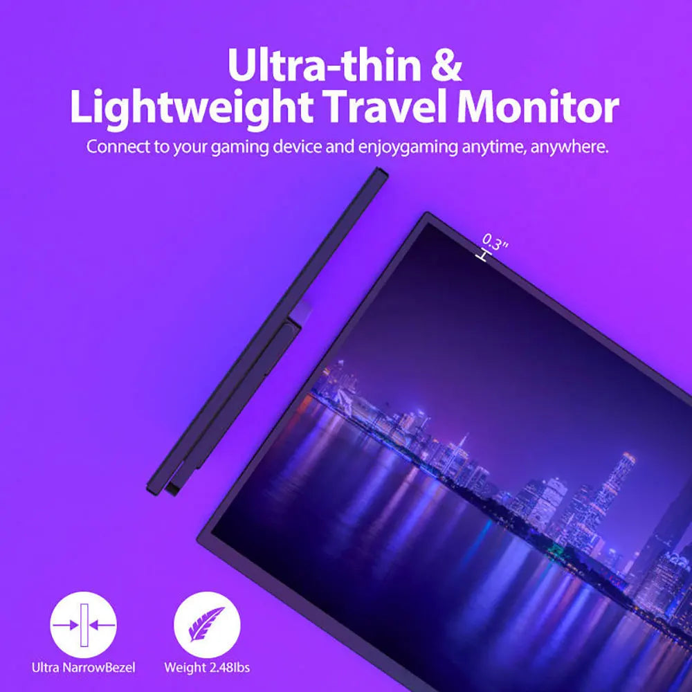 21.5” Portable Monitor 1080P 100Hz IPS Screen with Plug Stand