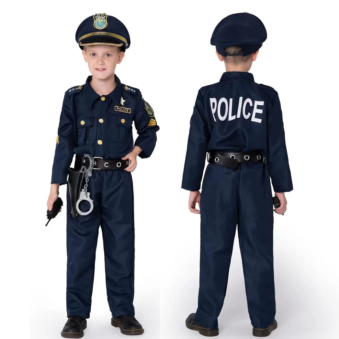 Halloween Police Suit Cosplay Costumes Makeup Party Boy Police Suit 9-piece