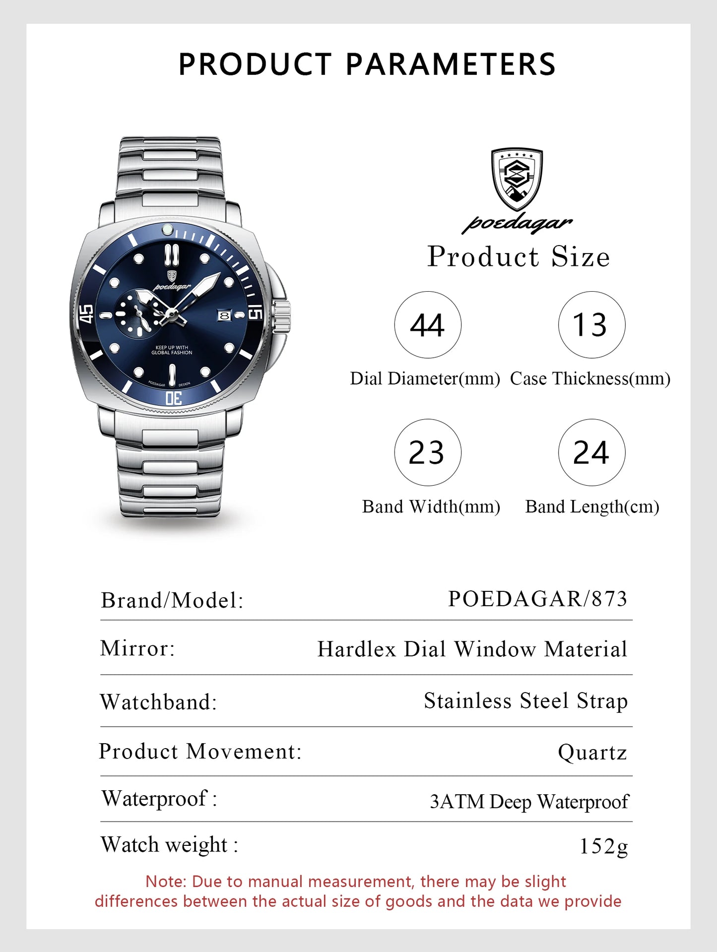 POEDAGAR Luxury Sports  Wristwatch Luminous Waterproof  Men Business watch