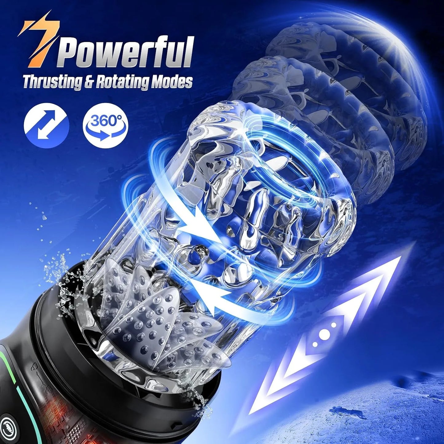 Automatic Thrusting Rotation Male Masturbator Sucking Licking LCD Vacuum Penis pump