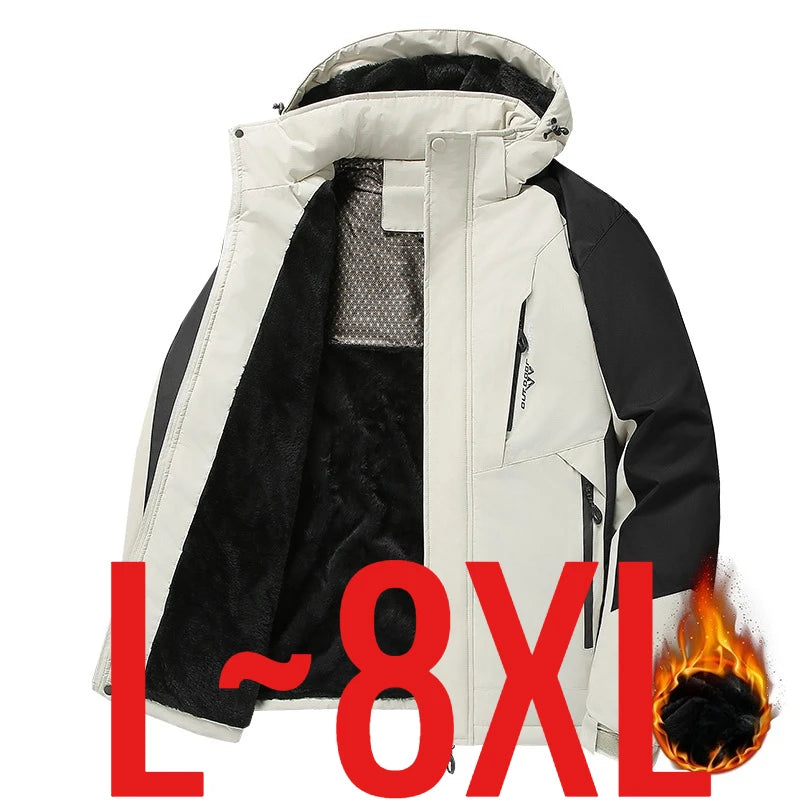 Men Hooded Graphene Windbreaker Waterproof Warm Fleece  Thermal winter jacket