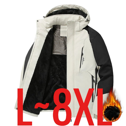 Men Hooded Graphene Windbreaker Waterproof Warm Fleece  Thermal winter jacket