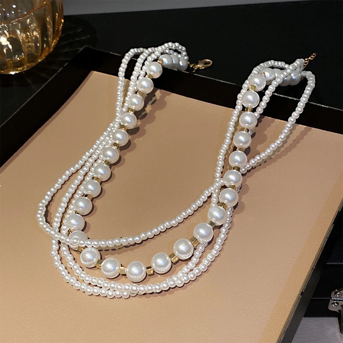 Big White Imitation Pearl Choker  Clavicle Chain Fashion Necklace