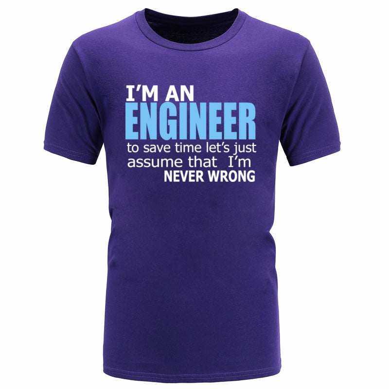 Engineer Saying Men&#39;s Prevalent Tops Shirt Word Letter Headline Crew Neck Cotton Top T-shirt Standard Short Sleeve T-Shirt Black