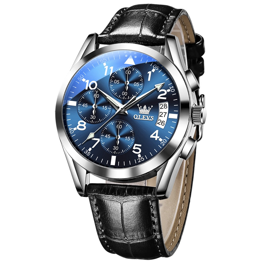Waterproof Luminous Leather Date Sports  Male Wrist watch