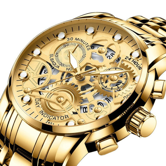 Skeleton Design Fashion Mechanical Style Stainless Steel Business men Watch